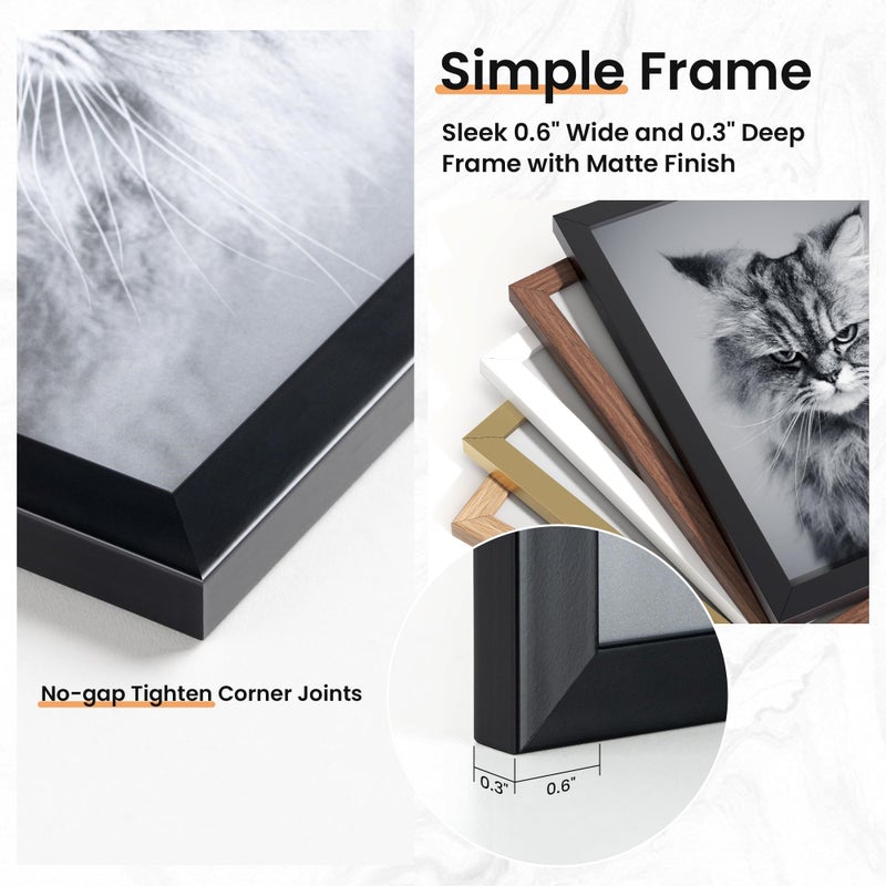 Venusmiles 15 Pack Picture Frames Collage Wall Decor, Gallery Frame Set for Wall Mounting or Tabletop Display, Multi Sizes Including 3pcs 8x10, 6pcs 5x7, 6pcs 4x6, Black+White+Gold - Image 3